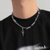 Whole Body Titanium Steel Non-fading Rivet Splicing Necklace Men's Hip-hop Wind Collarbone Chain Women's Niche Design Sweater Chain