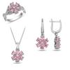 CZ Розовый Камень Серебряный Комплект Ювелирных Изделий, Комплект Ювелирных Изделий Из Стерлингового Серебра 925 пробы, Комплект Цветочных Ювелирных Изделий, Комплект Ювелирных Изделий, Комплект Ювелирных Изделий Лотоса, Подарок Для Женщин