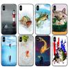 Черный чехол из ТПУ для iPhone 5 5s SE 2020 6 6s 7 8 plus x 10 чехол для iPhone XR XS 11 pro MAX чехол милый золотая рыбка рыбочеловек
