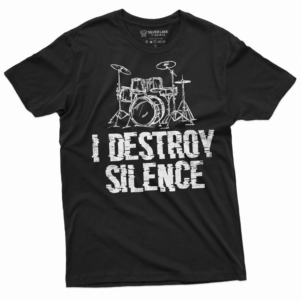 Drummer Shirt I Destroy Silence T-Shirt Drummer Band Shirt Musician Tee