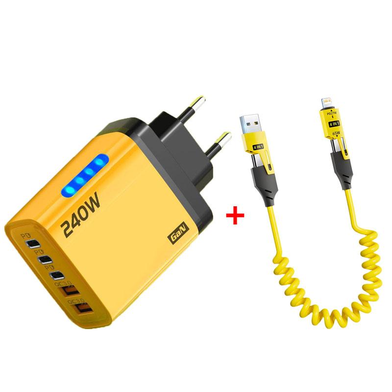 PD 240 Вт Быстрая зарядка Зарядное устройство Quick Charge 3.0 Адаптер для телефона Type C Быстрая зарядка Настенный адаптер