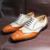 Модные Роскошные Оксфорды из Натуральной Кожи для Мужчин Остроносые На шнуровке Комбинированные Цвета Формальные Туфли с Крокодиловым Узором для Вечеринки
