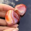 Natural Striped Agate Pendant Crystal Carved Love Heart Shaped Healing Gemstone