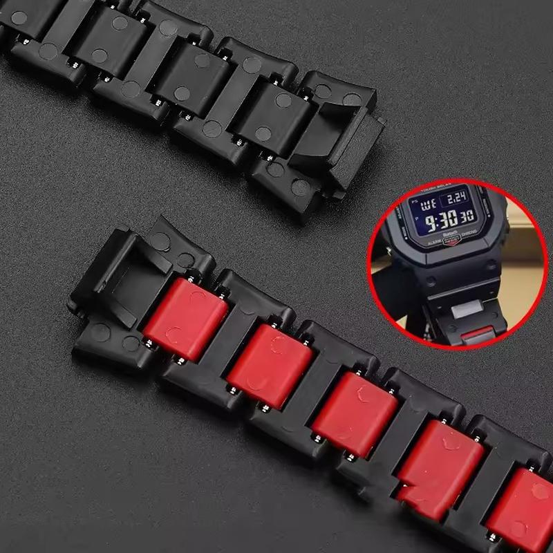 Модифицированный пластико-стальной ремешок для часов Casio DW6900 DW-6900 9600 DW5600 DW-5600 GW-M5610 GW-5000 Черный Браслет Ремешки для часов 16 мм