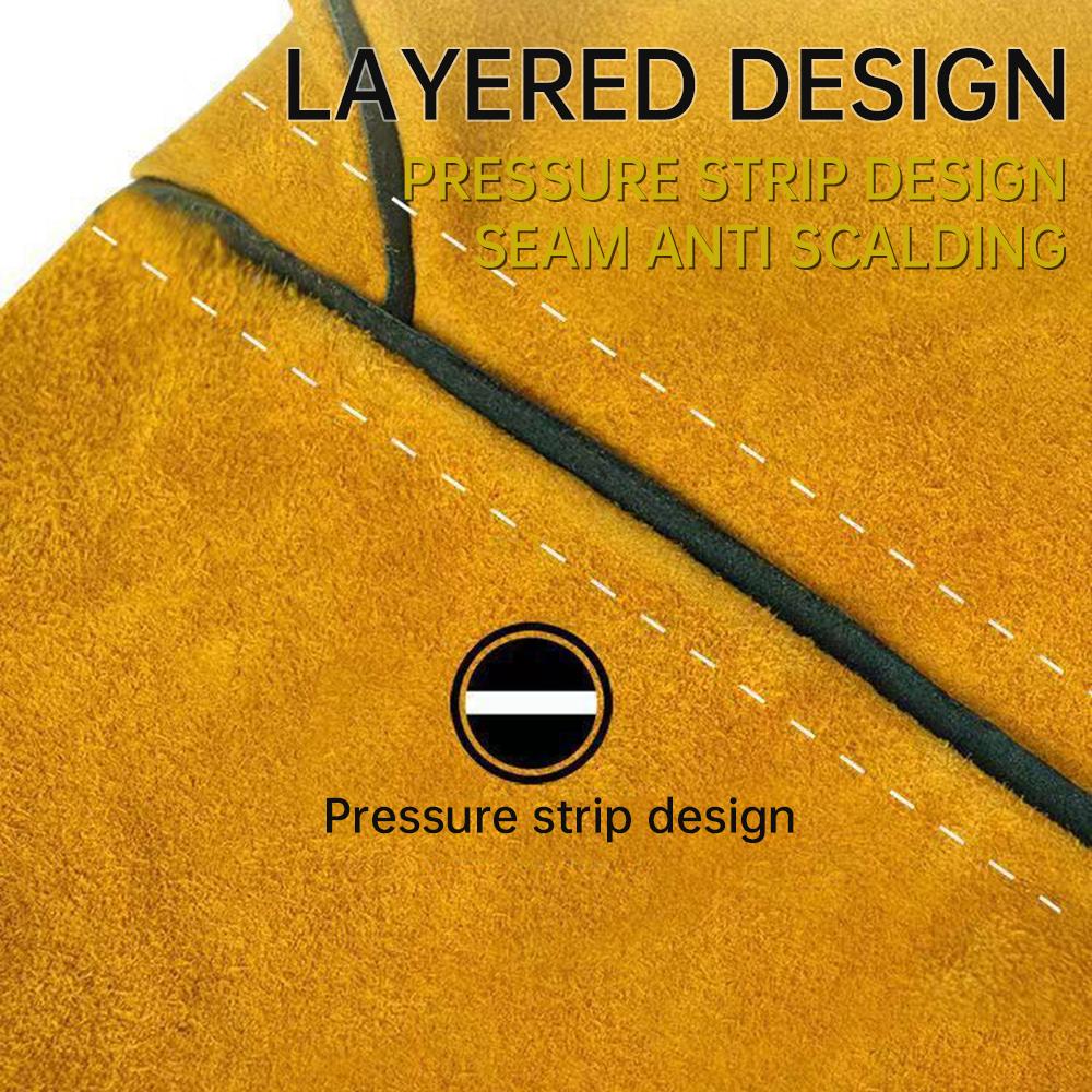 Рабочие перчатки из коровьей кожи Защита при сварке Утолщенные двойные перчатки из коровьей кожи Износостойкие рабочие перчатки для работы на рабочем месте