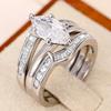CAOSHI Copper Color 3PC Bridal Ring Sets Wedding Ceremony Modern Style Fashion Zircon Set Gorgeous Stackable Finger Accessories