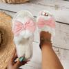 Bows Open Furry Slippers Women's Autumn and Winter Warm Slippers Fashion Slippers Indoor Living Room Slippers