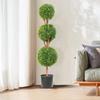 Artificial Topiaries Boxwood Trees, 48 inch Tall (2 Pieces), 3 Ball-Shape Faux Topiaries Plant with Planters, Green Feaux Plant w/ Replaceable Leaves