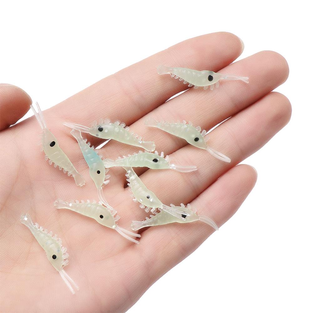 Soft Biomimetic Sea Fishing Hook Worm Silicone Luminous Shrimp Fishing Lures Shrimp Fake Bait