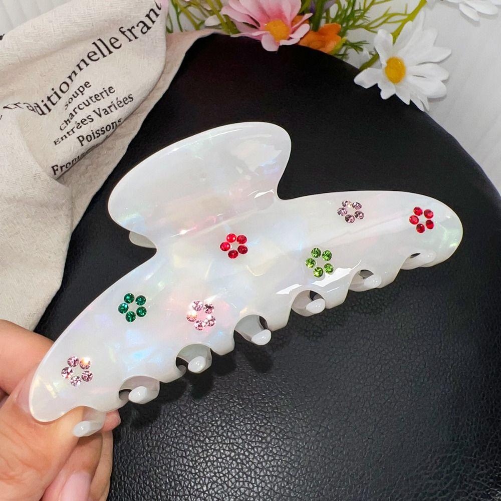 Hair Clip Mermaid Color Hair Claw Korean Style Acetic Acid Shark Clip Rhinestone Hair Claw  Travel