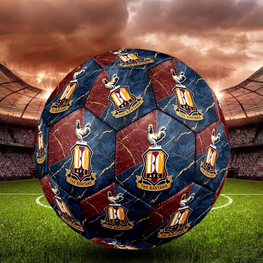 Футбольный мяч Bradford City AFC, размер 5. Стандартный мяч для матчей и тренировок. Идеальный подарок для фанатов футбола.