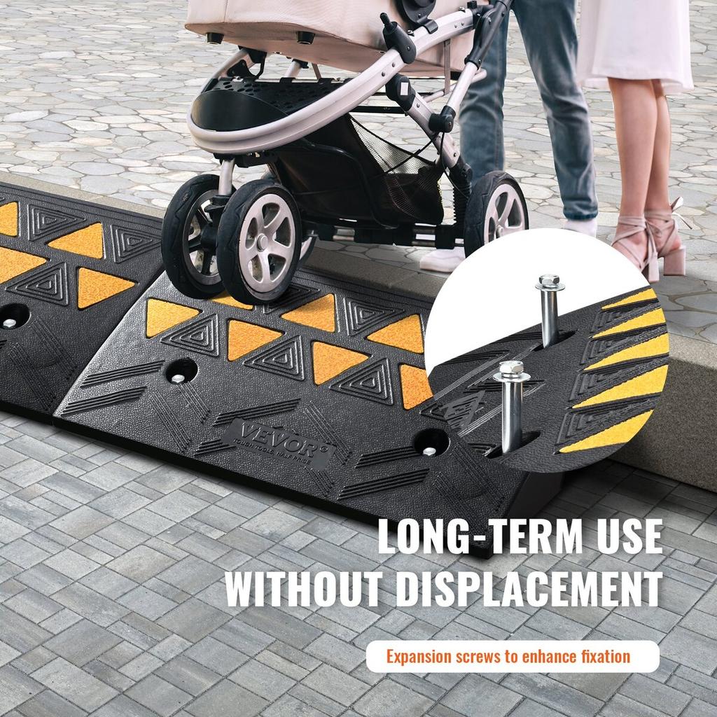 Rubber Curb Ramp Driveway Ramp for Curb 2 Pack 4.3" Rise 33069 lbs Load