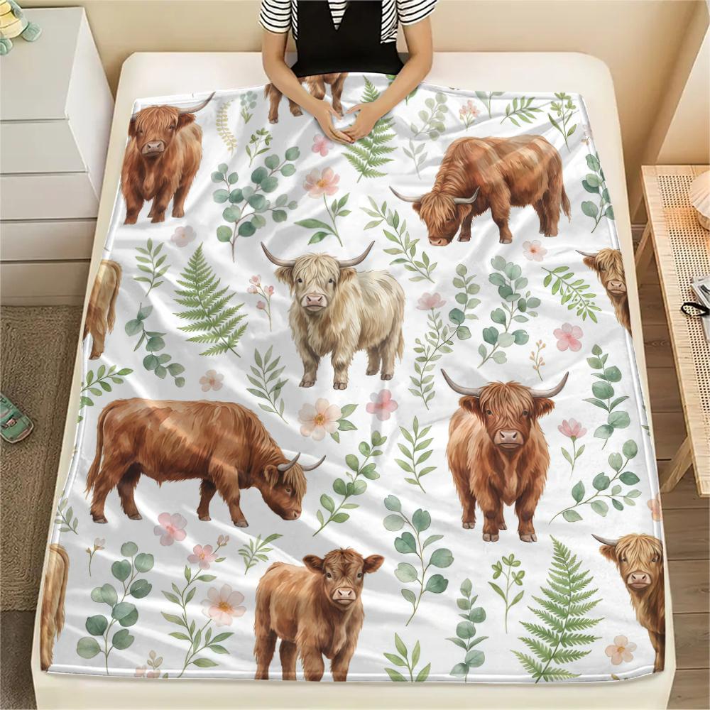 Fresh Flowers Horse Leopard Print Flannel Blanket High quality Comfortable for All Seasons Home Decor Warmth and Comfort Perfect for Christmas Gifts