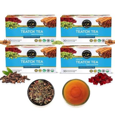 Чай TeaCurry Teatox (120 чайных пакетиков, упаковка на 4 месяца) - Помогает при детоксикации и пищеварении - состоит из пакетиков натурального зеленого чая для детоксикации