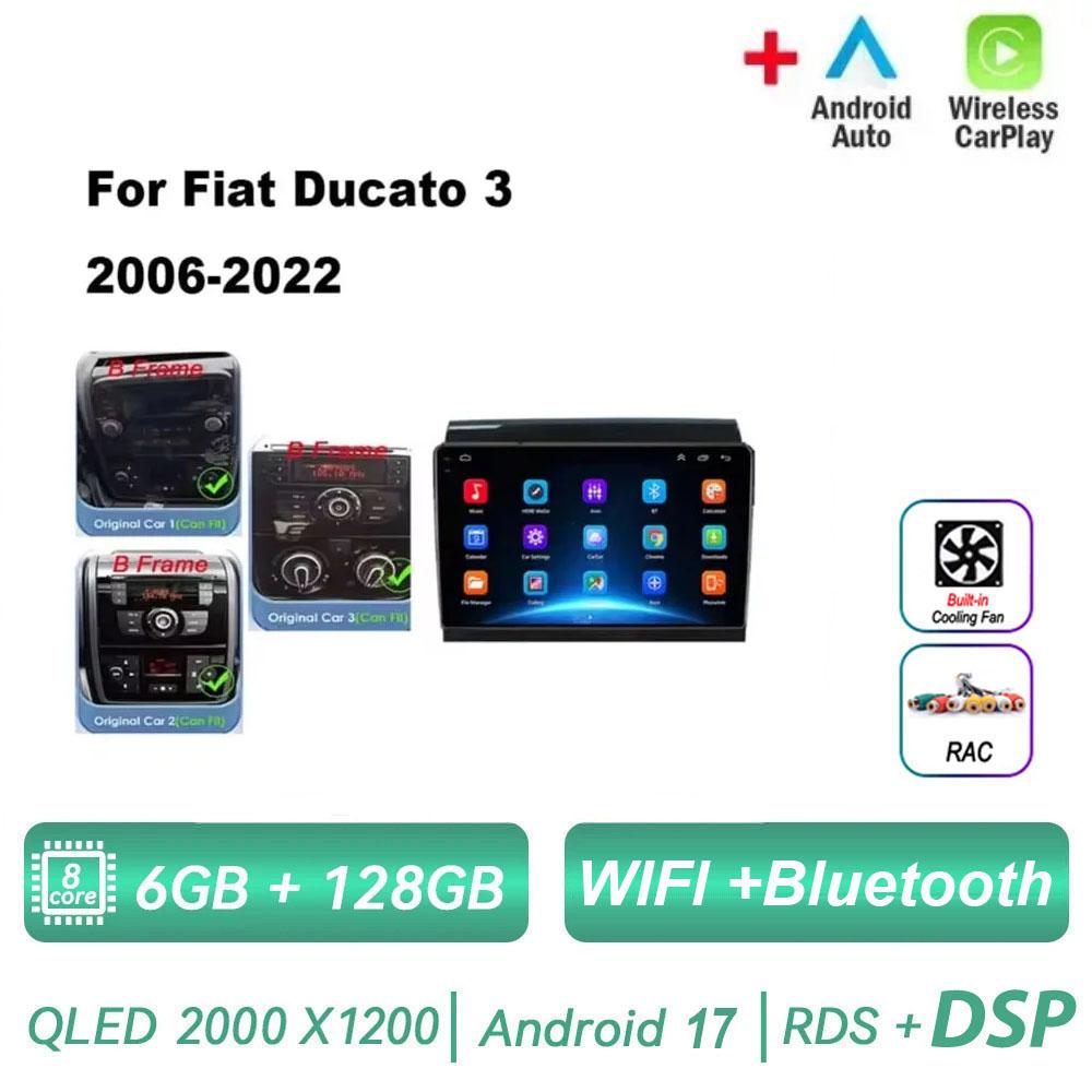 Autoradio multimédia Android 17 pour Fiat Ducato 2006-2022, lecteur GPS Navi RDS DSP IPS Stéréo BT 2 Din Octa Core, Carplay sans fil