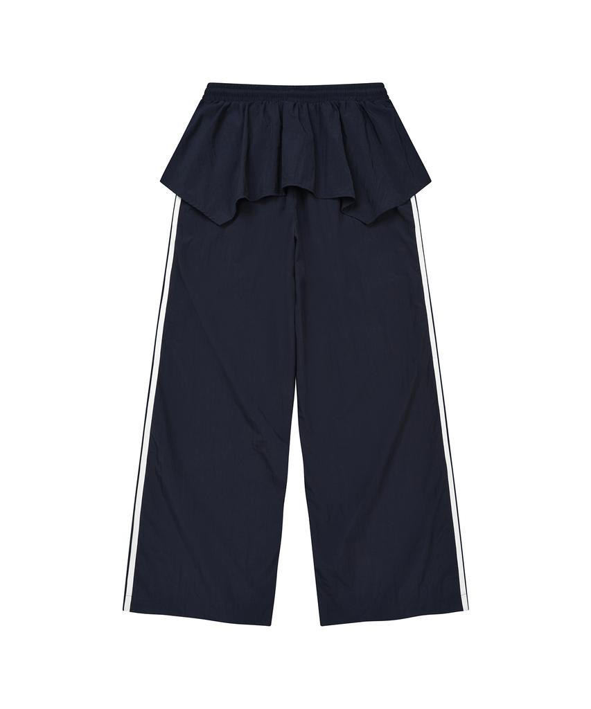 LMR Layered Track Nylon Skirt Pants Navy