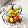Скандинавская двухъярусная фруктовница из кованого железа для кухонной столешницы, вентилируемая корзина для хранения закусок, конфет