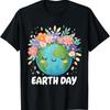 Футболка ко Дню Земли Милая Цветочная Планета 2026 Лето Новая С Круглым Вырезом Принт Планеты Футболка Женская Харадзюку Рукав Повседневная Эстетичная Одежда