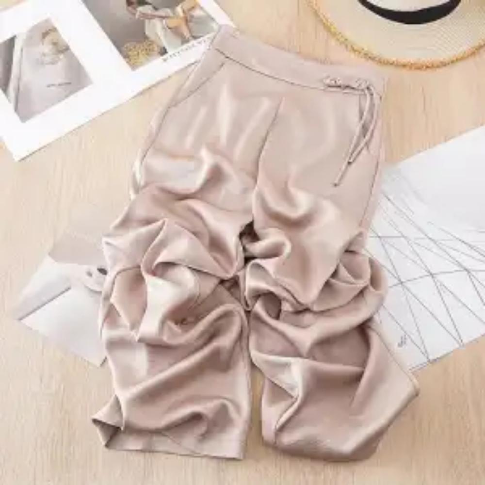 Брюки палаццо для женщин на лето из прохладного ледяного шелка, прямые брюки, новый китайский стиль, брюки с принтом на пуговицах