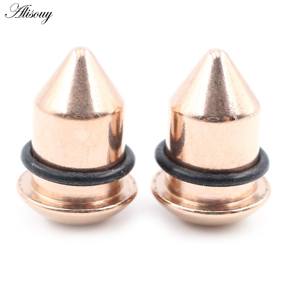 Alisouy 2PCS нержавеющая сталь шип конус ушные калибры конические заглушки туннельный расширитель растяжитель серьги пирсинг украшения для тела