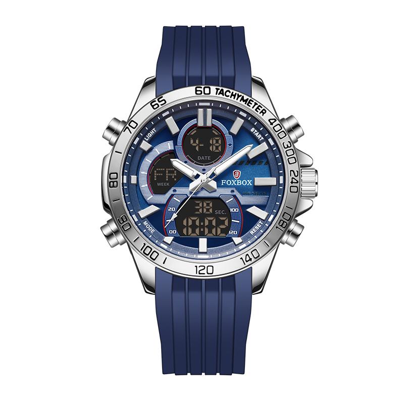 FOXBOX Top Luxury Mens Watch LIGE Fashion LED Digital Watches Men Gifts 50M Waterproof Luminous Steel Quartz Wristwatches Reloj