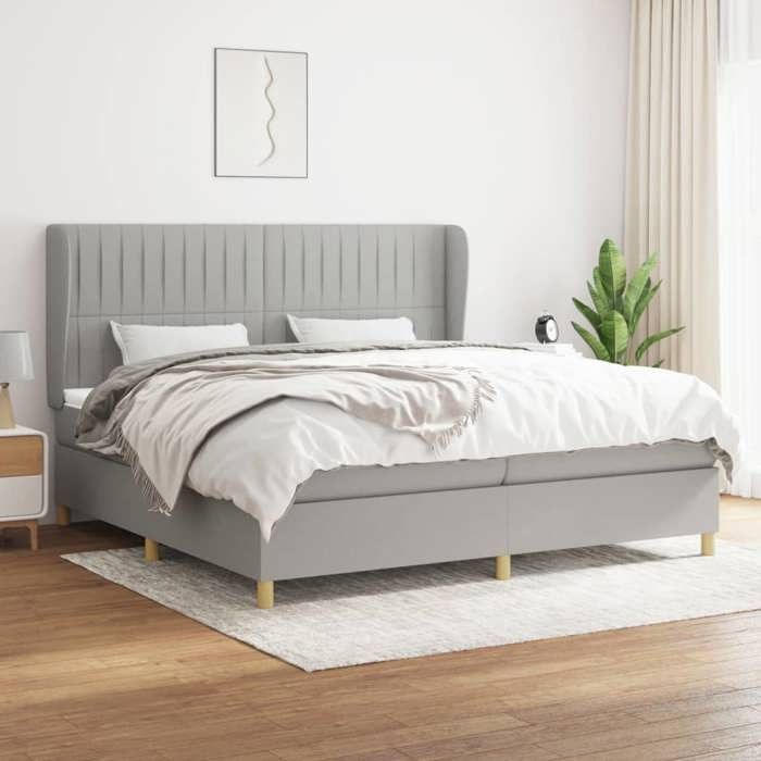 Maison Exclusive - Sommier à lattes de lit avec matelas Gris clair 200x200cm Tissu