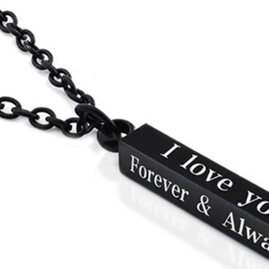 Я Люблю Тебя Принт Письма Цепочка Парная Подвеска из Нержавеющей Стали Квадратный Бар Вечеринка Ожерелье Ювелирные Аксессуары