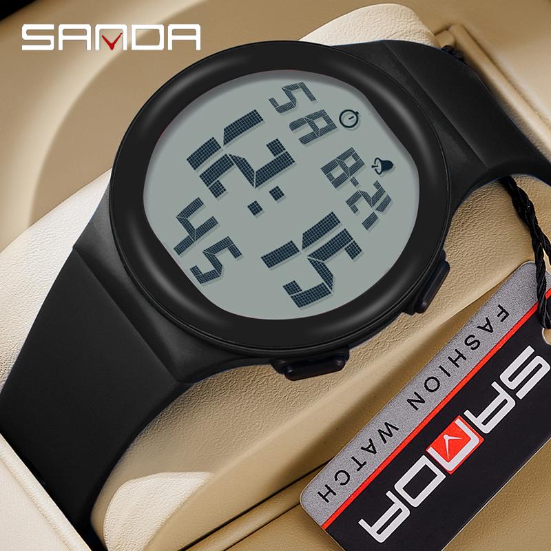 Sanda 2151 Brand Trendy Men Led Electron Watch Soft Tpu Strap Big Screen Led Digital Waterproof Alarm Clock Sports Men's Watches