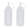 Plastic Condiment Bottles for Oil and Sauces, Dispenser with Nozzle Caps, White, 200ml, Set of 2