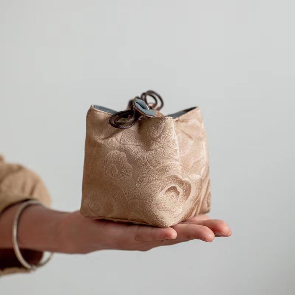 Chinese Style Tea Set Storage Bag Embroidered Multi-functional Teapot Cloth Pouch Portable Thickened Teacup Drawstring Bags