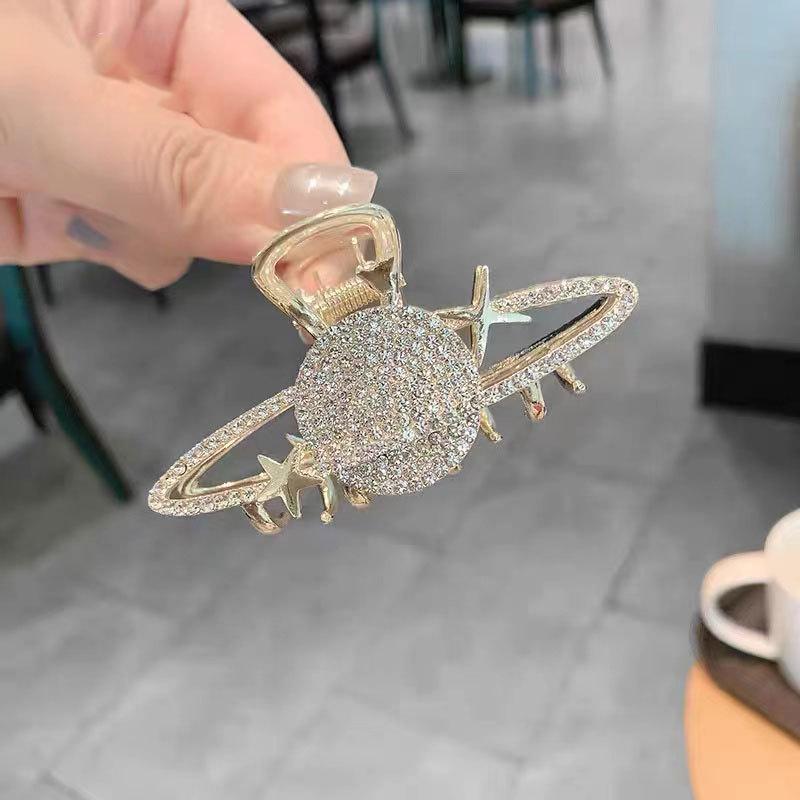 Средняя корейская модная заколка для волос со стразами и жемчугом