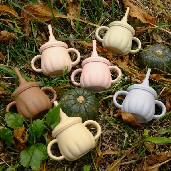 TGM Infant Platinum Силиконовая баночка с тыквой и соломенной чашкой 200 мл, бежевый, 1 шт.