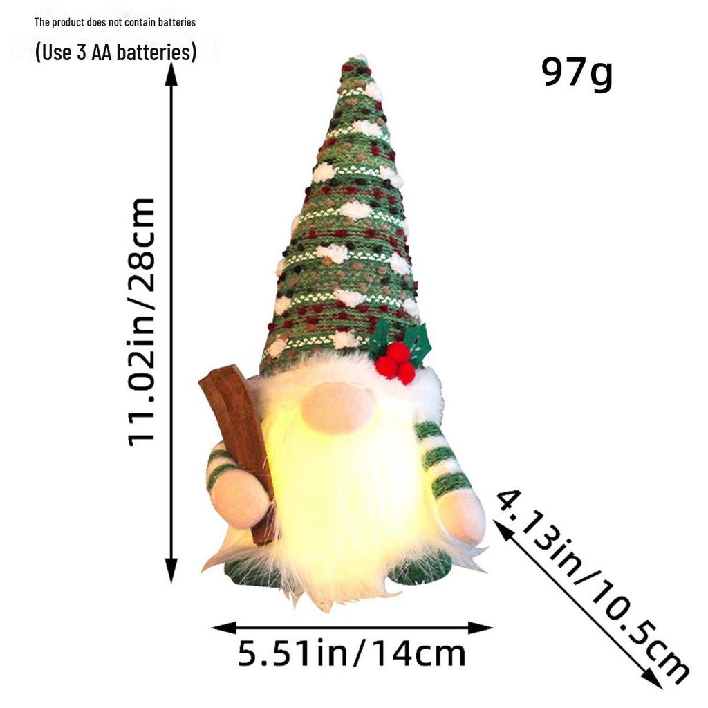 Кукла Рудольф и украшения в виде гномов без лиц с огоньками и пайетками для Рождества