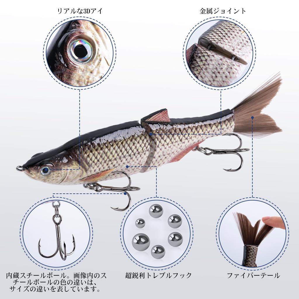 GOTURE Articulated Fishing Lures with Hair Special Color Natural Camouflage Set for Freshwater and Saltwater Lifelike Bass Long Casting Precision