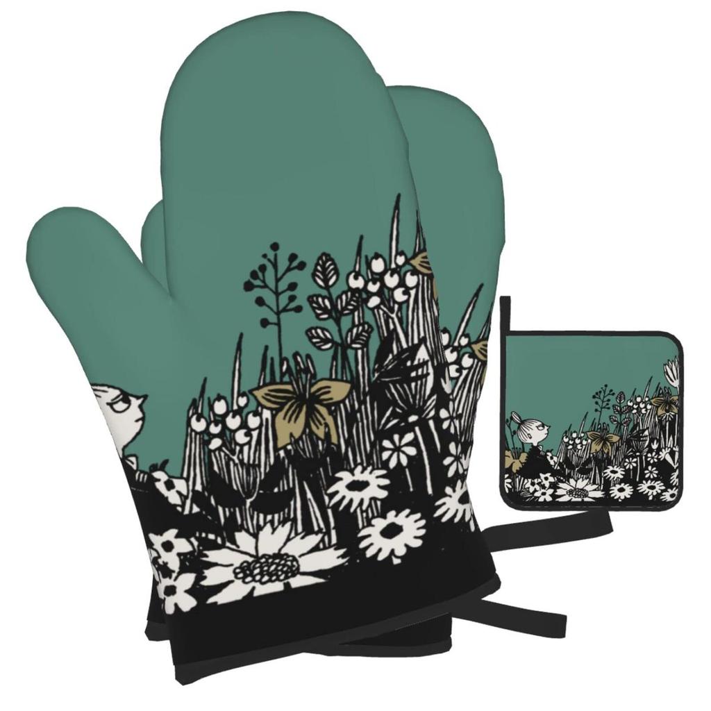 MOOMIN Pot Mitts Stylish and Cute Oven Mitts with Burn Prevention and Suitable for both left and right gloves for both men and Heat-Resistant