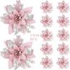 10/5/1pcs 14.5cm Glitter Artifical Christmas Flowers Christmas Tree Decoration Happy New Year Ornaments Xmas Fake Flowers Natal