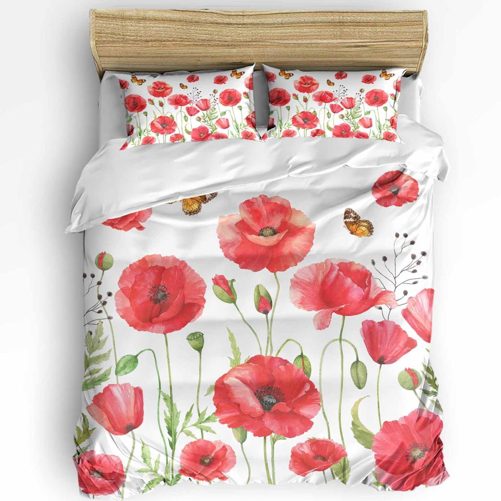 Vintage Flower Leaf Abstract 3pcs Bedding Set For Double Bed Home Textile Duvet Cover Quilt Cover Pillowcase