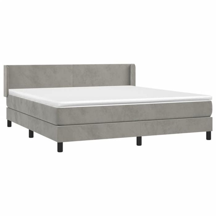Maison Exclusive - Sommier à lattes de lit et matelas Gris clair 160x200cm Velours