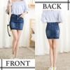 GIVEK Denim Stretch Tight Mini Silhouette Denim Women's Skirt, Material, Skirt, Leg-Lengthening (2XL, Blue)