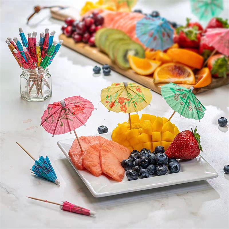 50Pcs Drink Fruit Cake Sticks Mini Umbrella Paper Cocktail Parasols Wedding Decoration Baby Birthday Party Supplies