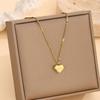Elegant Stainless Steel Korean Love Heart Necklace Earrings Set Jewelry Gift for Her Romantic Anniversary Accessory