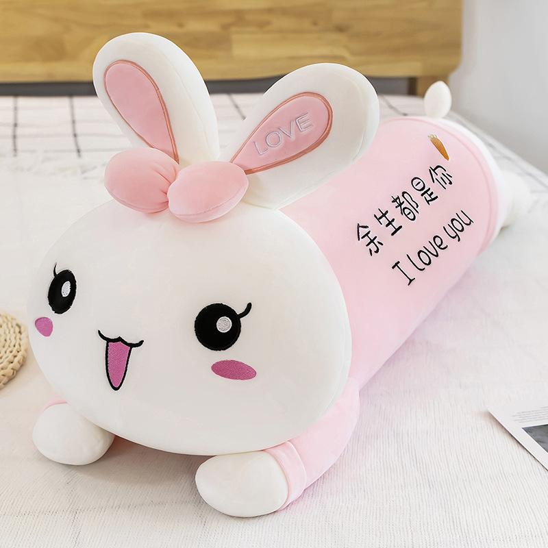 Cute Rabbit Doll Lying Down Rabbit Doll Large Rabbit Throw Pillow Plush Toy Happy Rabbit Sleeping Doll