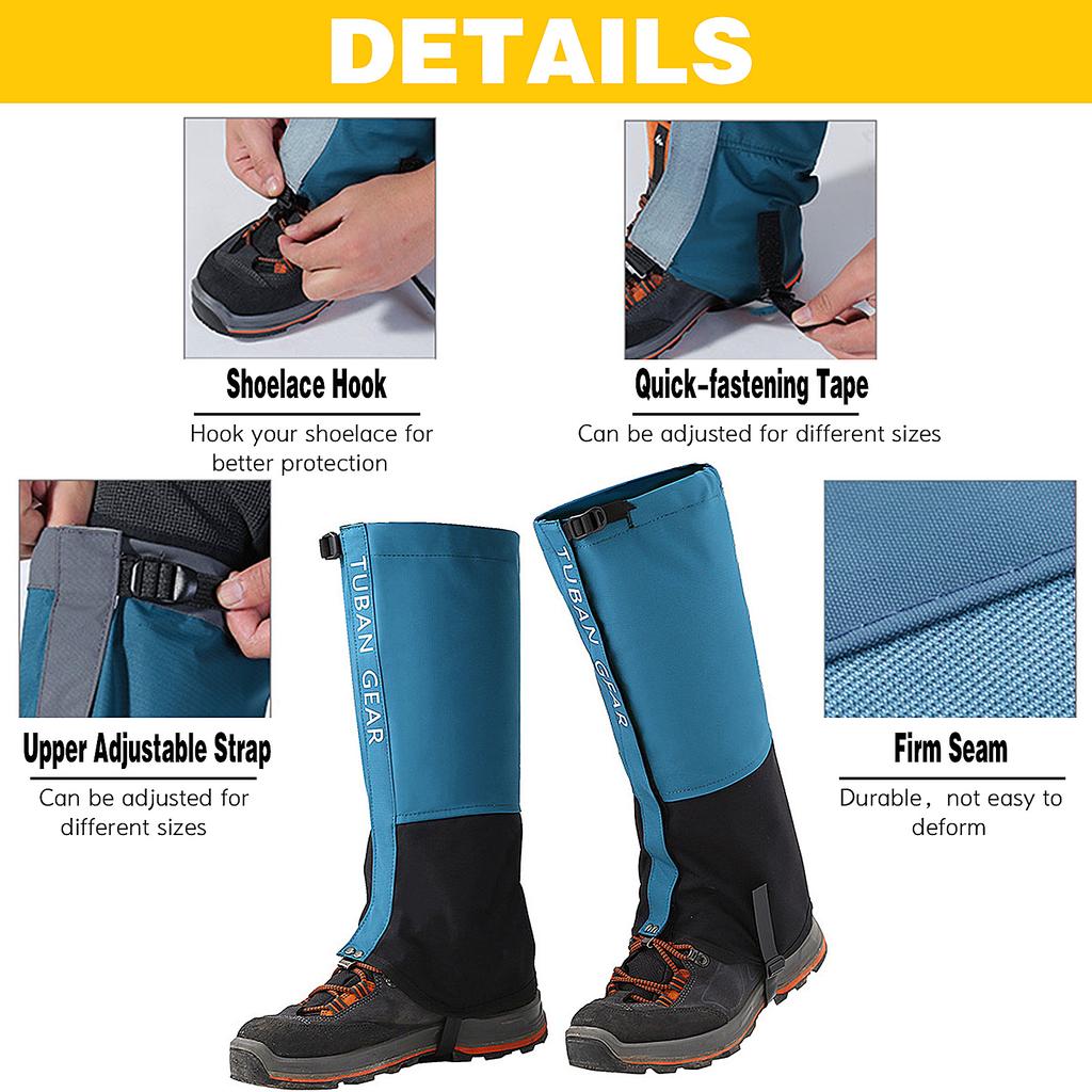 Водонепроницаемые регулируемые гетры для ног, устойчивые к разрывам, гетры для снежных ботинок для активного отдыха, ходьбы на снегоступах, пеших походов, катания на лыжах