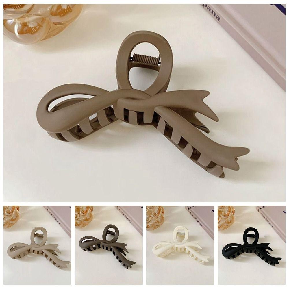 Solid Acrylic Twisted Hair Claws Plastic Shark Clips Geometric Matte Bow Hair Clips Travel