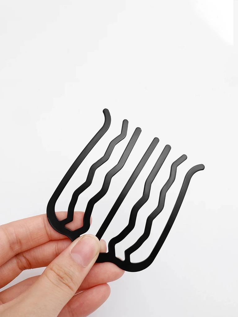 Black Metal Hair Fork Clip Women Hair Pin Combs Messy Bun Hairpin Clip Side Combs Hair Styling Tool