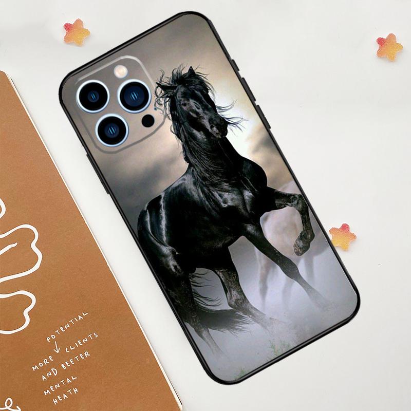 Красивый черный конь Чехол для телефона Для iPhone 17 Pro Max 14 13 12 11 15 16 Pro Max mini 15 Plus 16e 17 Air Funda