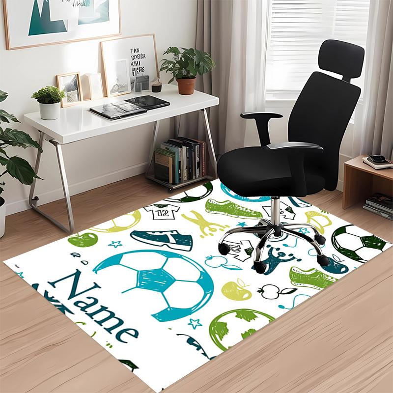 Custom Name Soccer Printed Carpet, for Office Chair Living Room Bedroom Kitchen Room Decor Gifts.