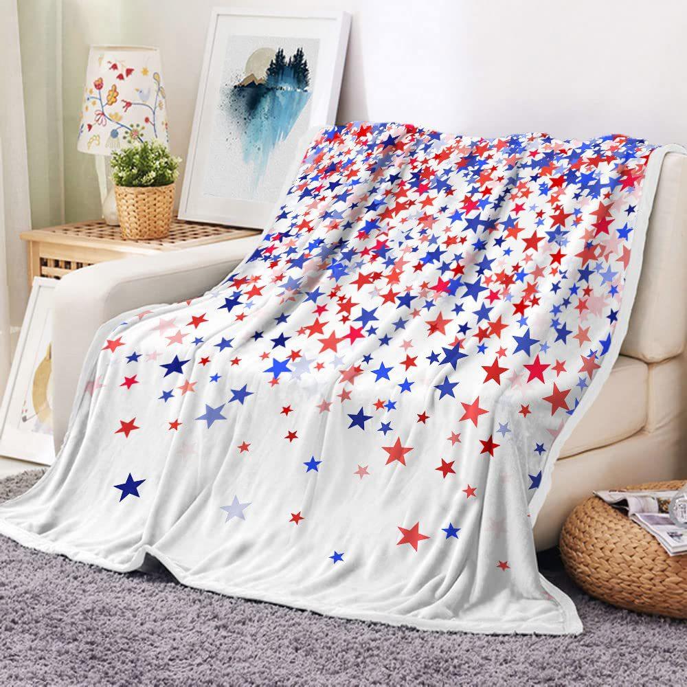 Independence Day design digital-printed polyester Bedroom velvet flannel cover blanket Fleece soft sofa cover blankets for beds
