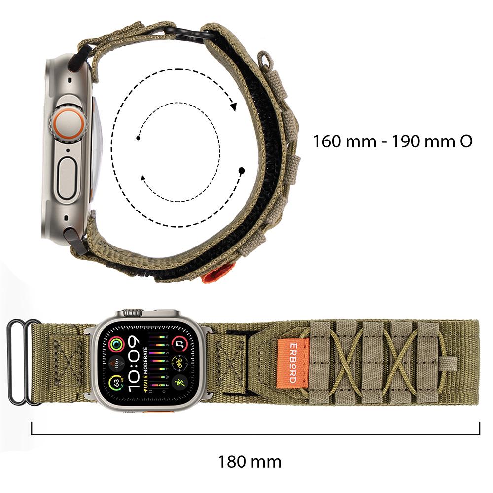 ERBORD Runner Nylon Strap for Apple Watch 1/2/3/4/5/6/7/8/9/10/11/SE Ultra 1/2/3 42/44/45/46/49mm, Green