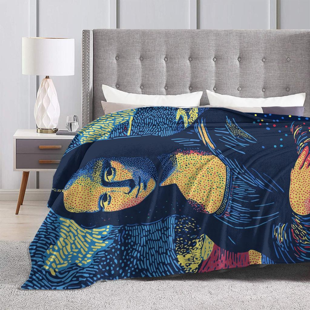 Pop Art Mona Lisa Throw Blanket Cozy Funny Blanket For Couch Chair Travel Car Flannel Bedspread Bed Cover